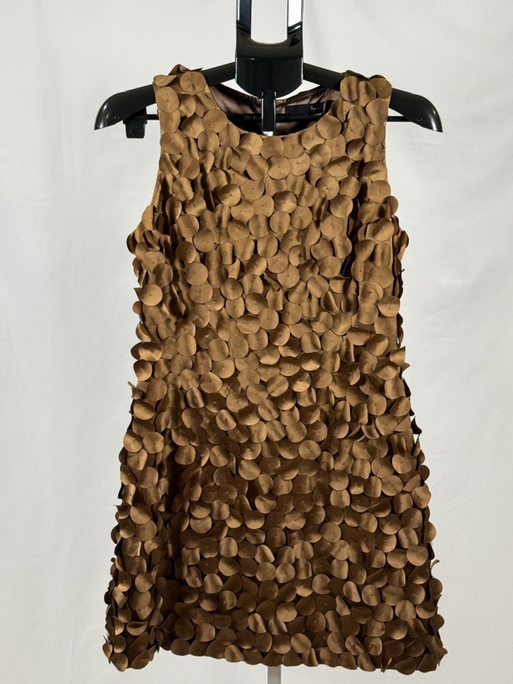Ryu 3D Petal Textured Bronze Brown Dress M